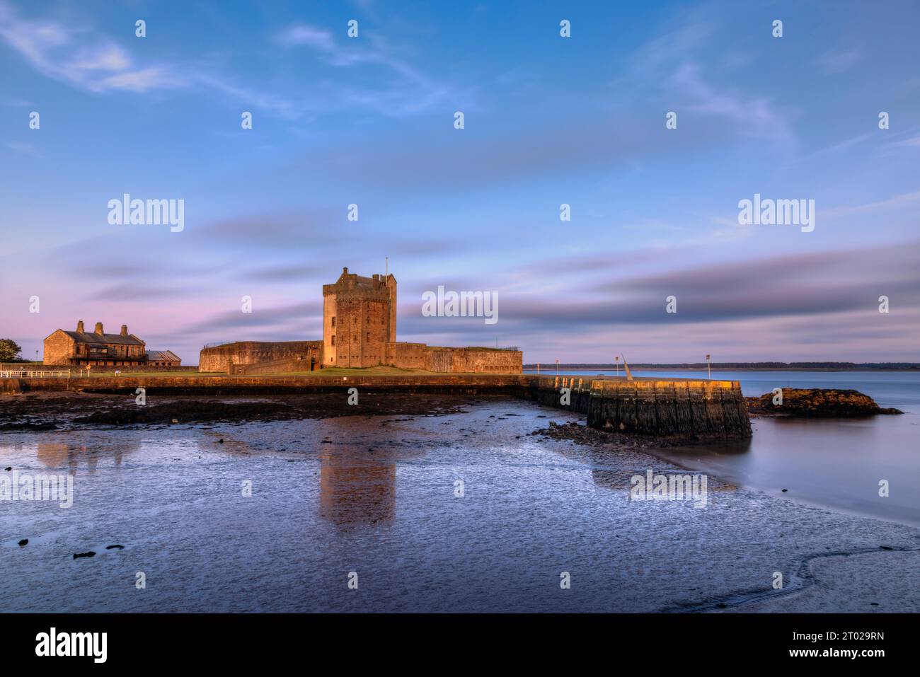 The medieval castle of Broughty Ferry near Dundee in Angust, Scotland Stock Photo