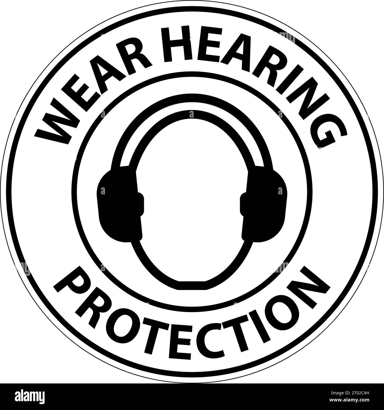 Caution Wear hearing protection on transparent background Stock Vector