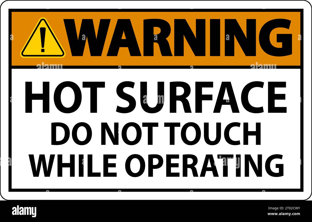 Warning Sign Hot Surface - Do Not Touch While Operating Stock Vector