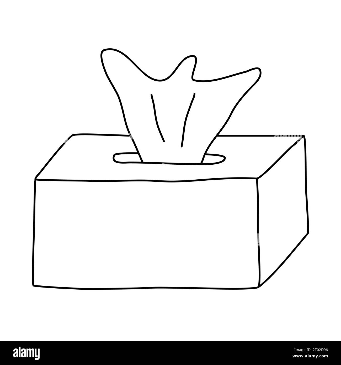 Box with paper tissue, napkins or wet wipes, doodle style flat vector outline illustration for kids coloring book Stock Vector