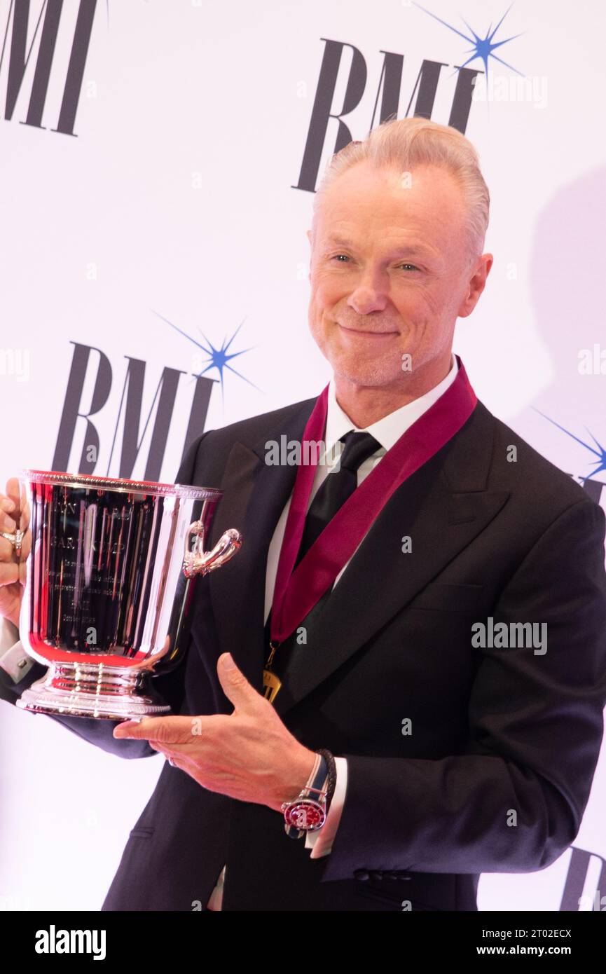 London, United Kingdom. 2nd October 2023. Gary Kemp shows his trophy at the BMI Awards. Cristina Massei/Alamy Live News Stock Photo