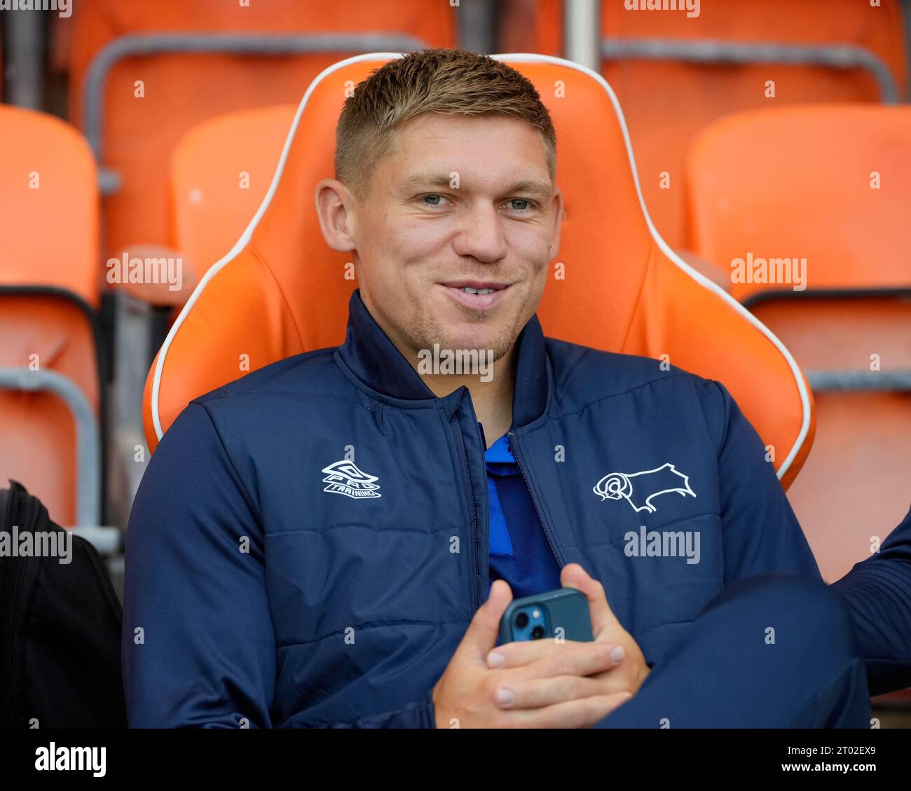 Martyn Waghorn 10 of Derby County arrives at the stadium before the
