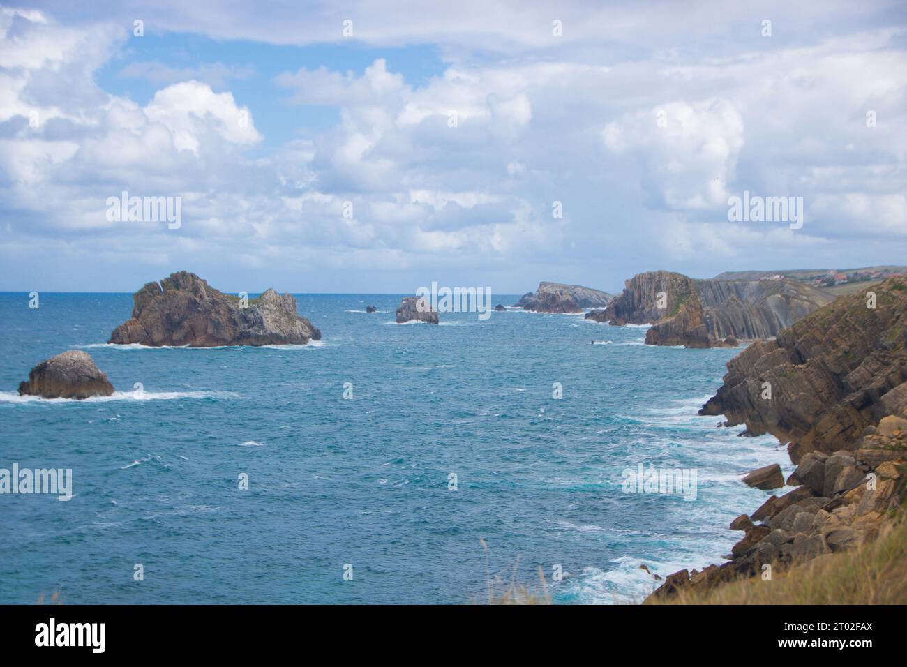 Landscape of Costa Quebrada in Cantabria, Spain Stock Photo