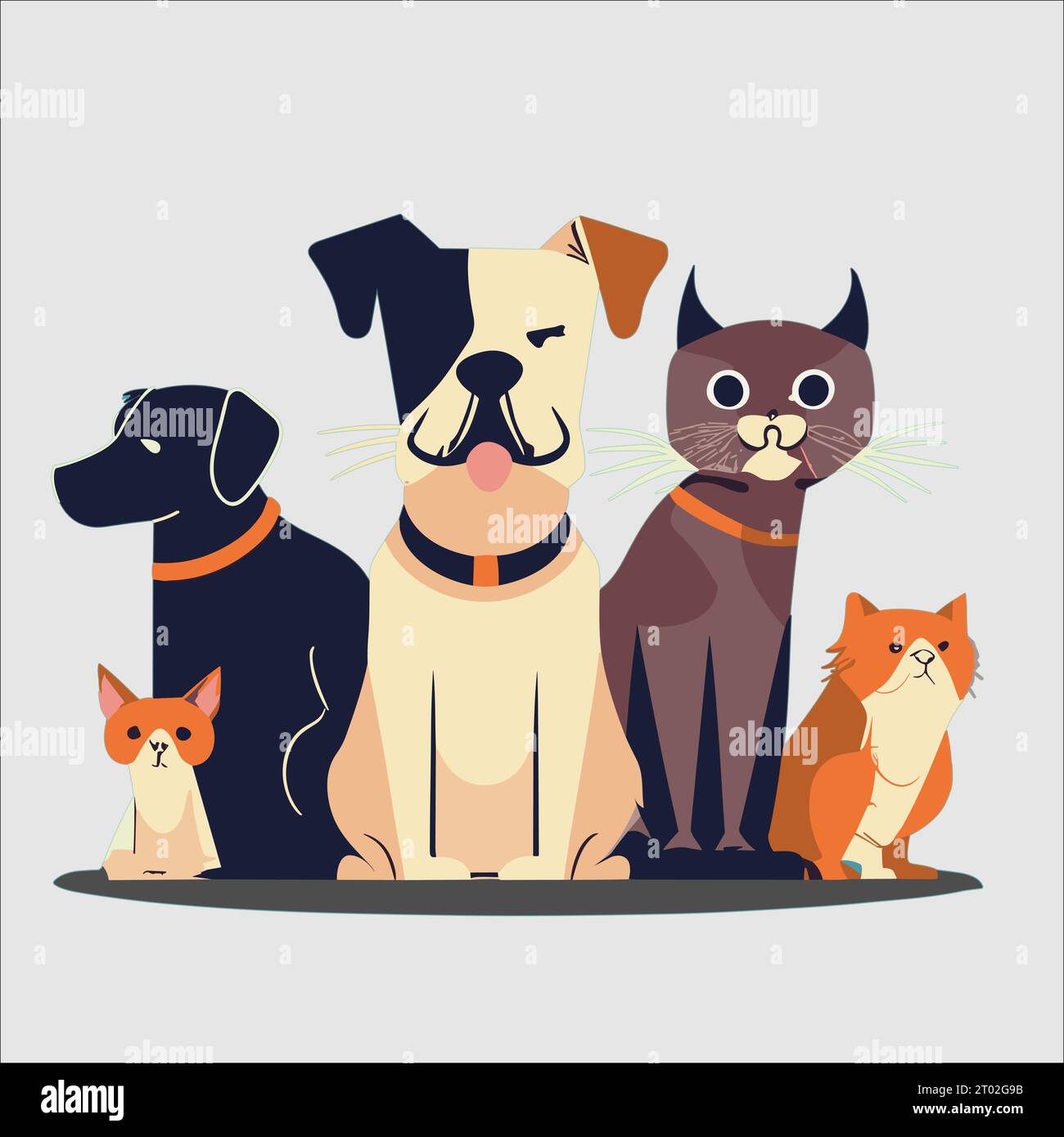 Simple Vector cat and dog Stock Vector