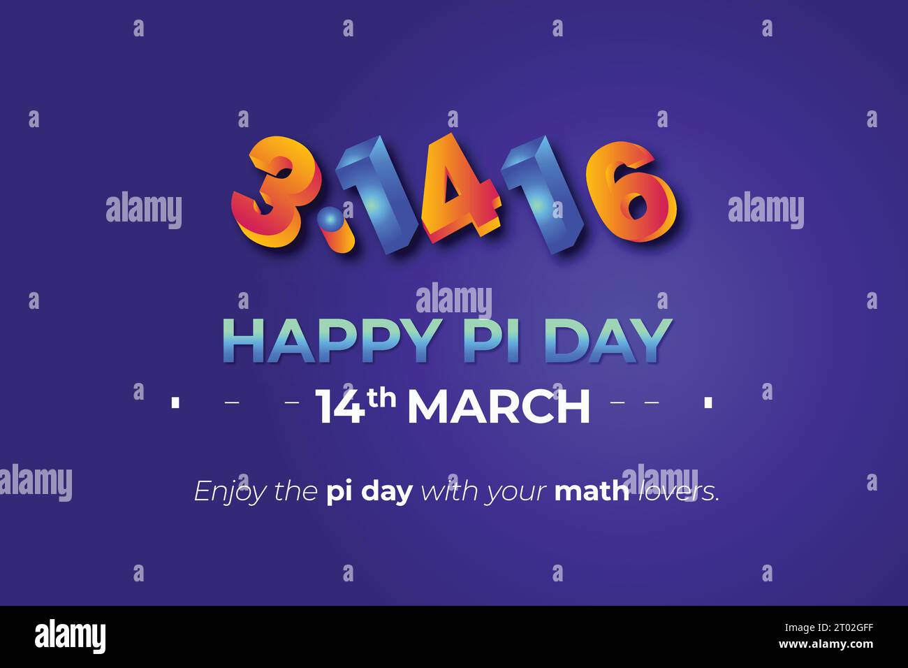 happy the pi day with 3d number of pi with gradient color background with vector template Stock Vector
