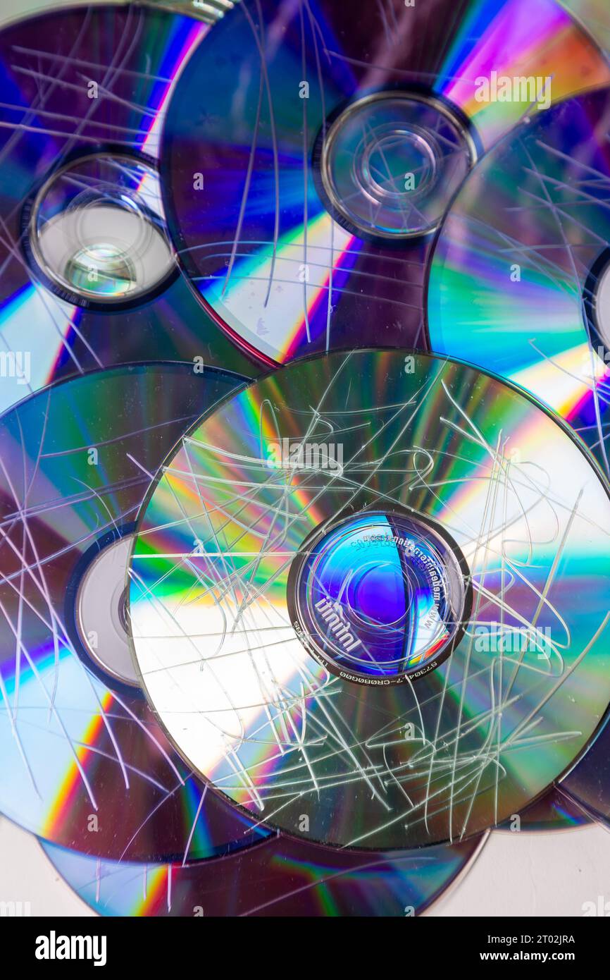 Scratched compact disc to Destroy Sensitive Data Stock Photo