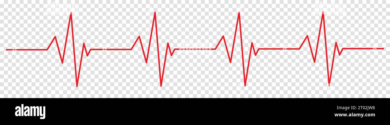 Heartbeat red line icon. EKG and cardio symbol. Vector illustration isolated on transparent background Stock Vector