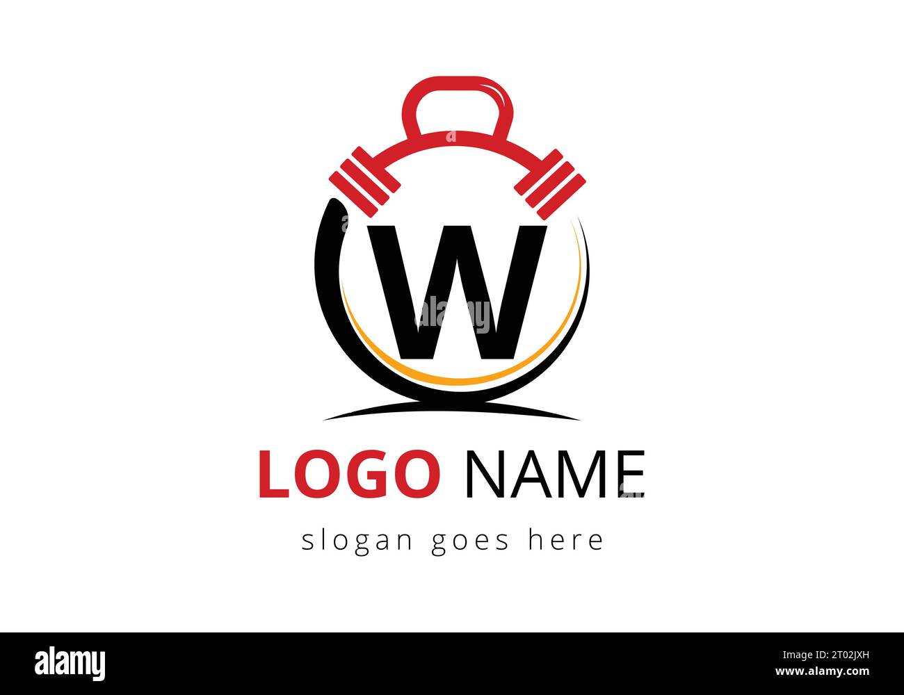 Letter W Logo With barbell. Fitness Gym logo. Lifting vector logo design. Vector logo for bodybuilding Stock Vector