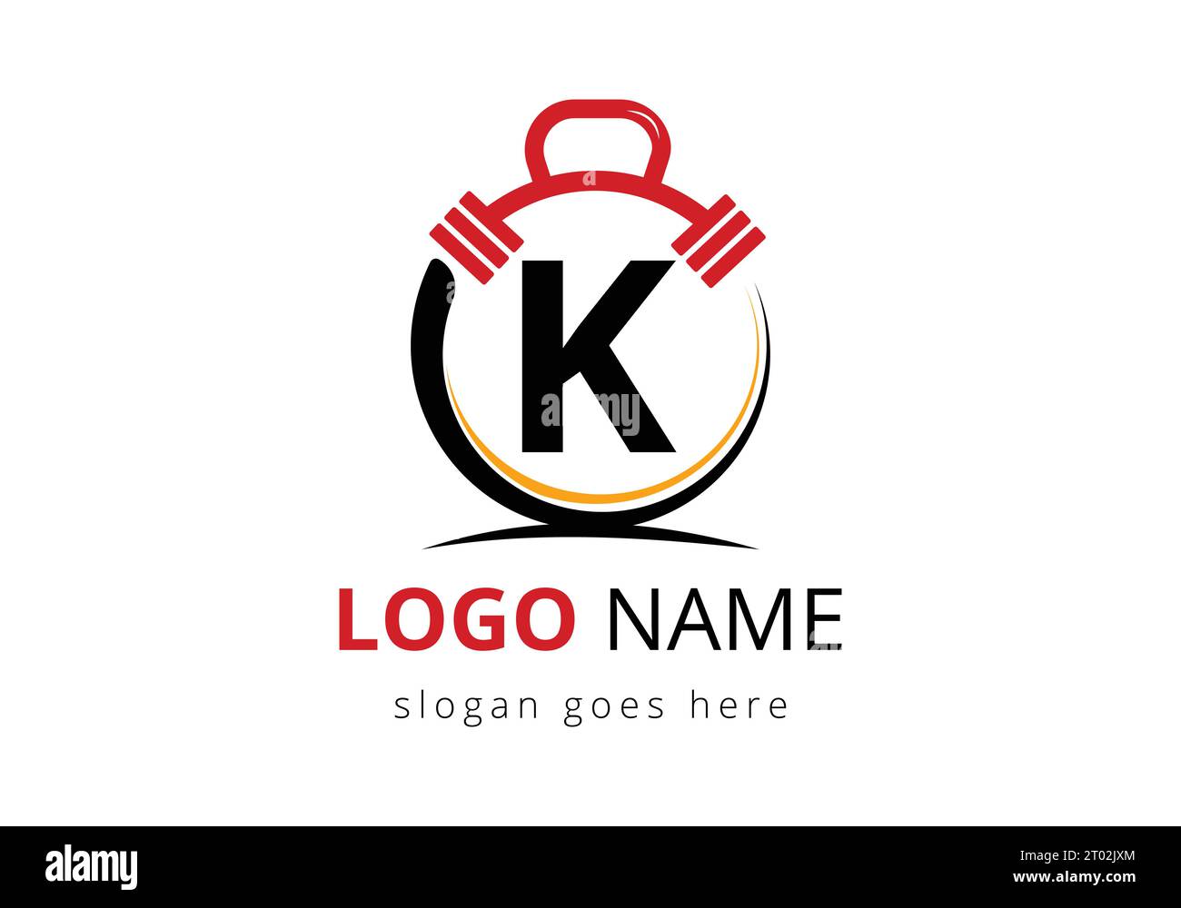 Letter K Logo With barbell. Fitness Gym logo. Lifting vector logo design. Vector logo for bodybuilding Stock Vector
