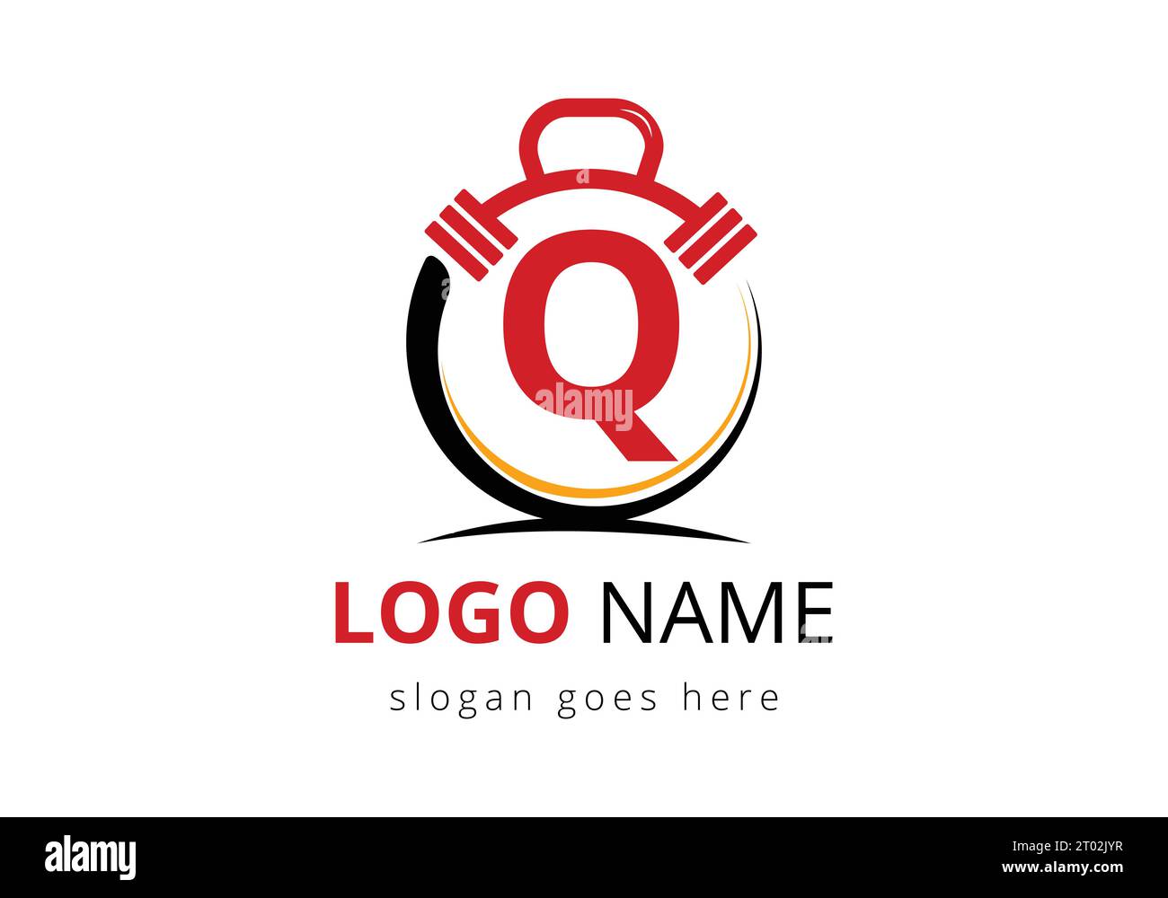 Letter Q Logo With barbell. Fitness Gym logo. Lifting vector logo design. Vector logo for bodybuilding Stock Vector