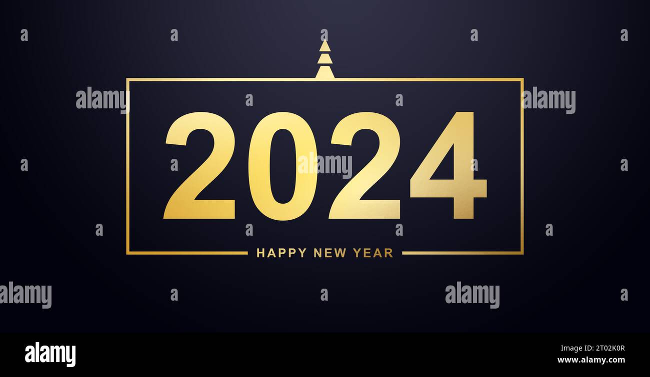 2024 Happy new year number, Gold luxury design for greeting, Premium