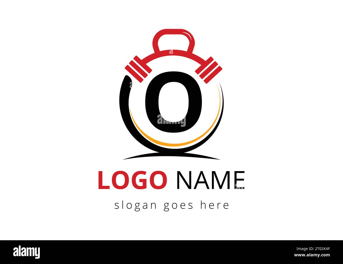 Letter O Logo With barbell. Fitness Gym logo. Lifting vector logo design. Vector logo for bodybuilding Stock Vector