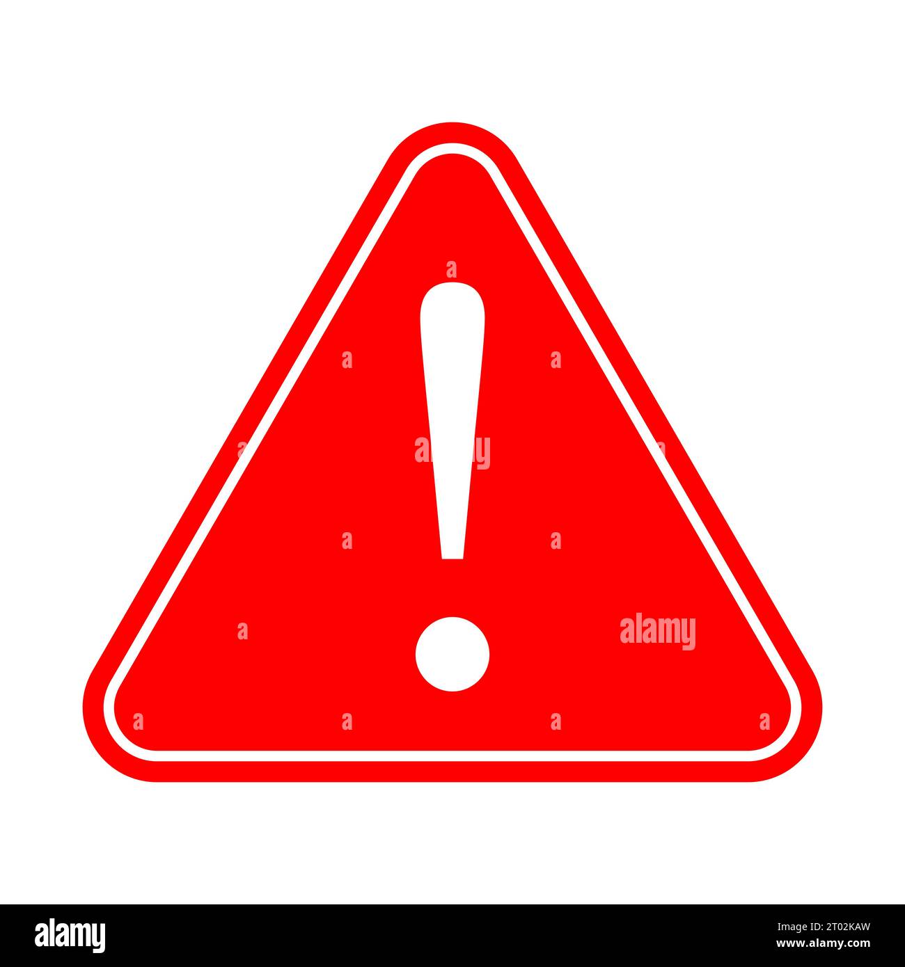 Red warning attention sign with exclamation mark symbol. Vector illustration isolated on white background Stock Vector