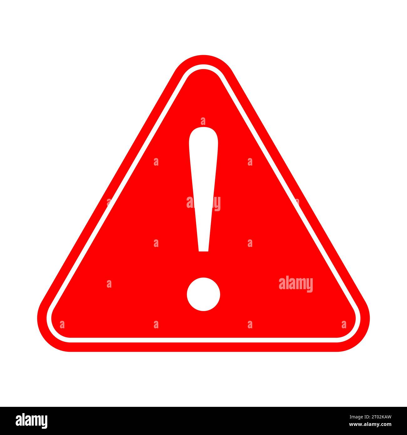 Red warning attention sign with exclamation mark symbol. Vector