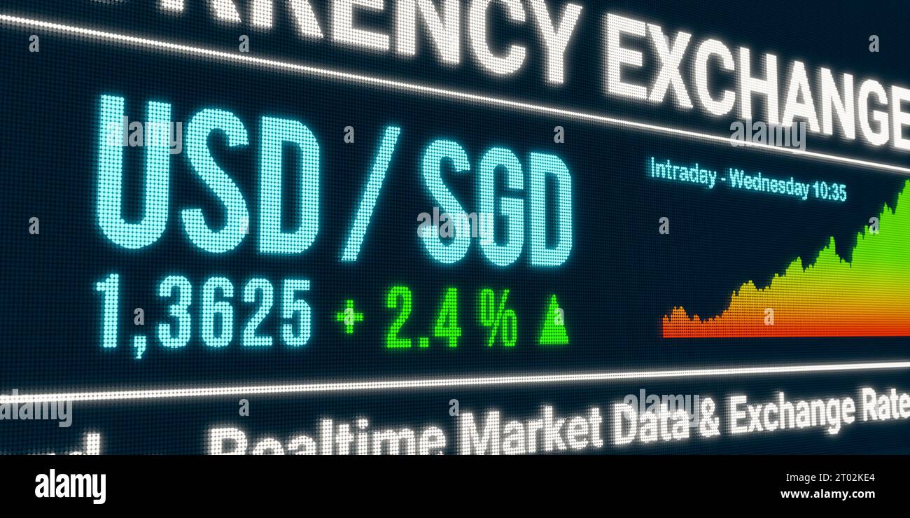 USD - SGD currency rate up USD - SGD currency exchange rate up. US dollar  rises against Singapore dollar. Currency trading, business, economy, loss.  3D illustration currency044s usd sgd up Stock Photo - Alamy