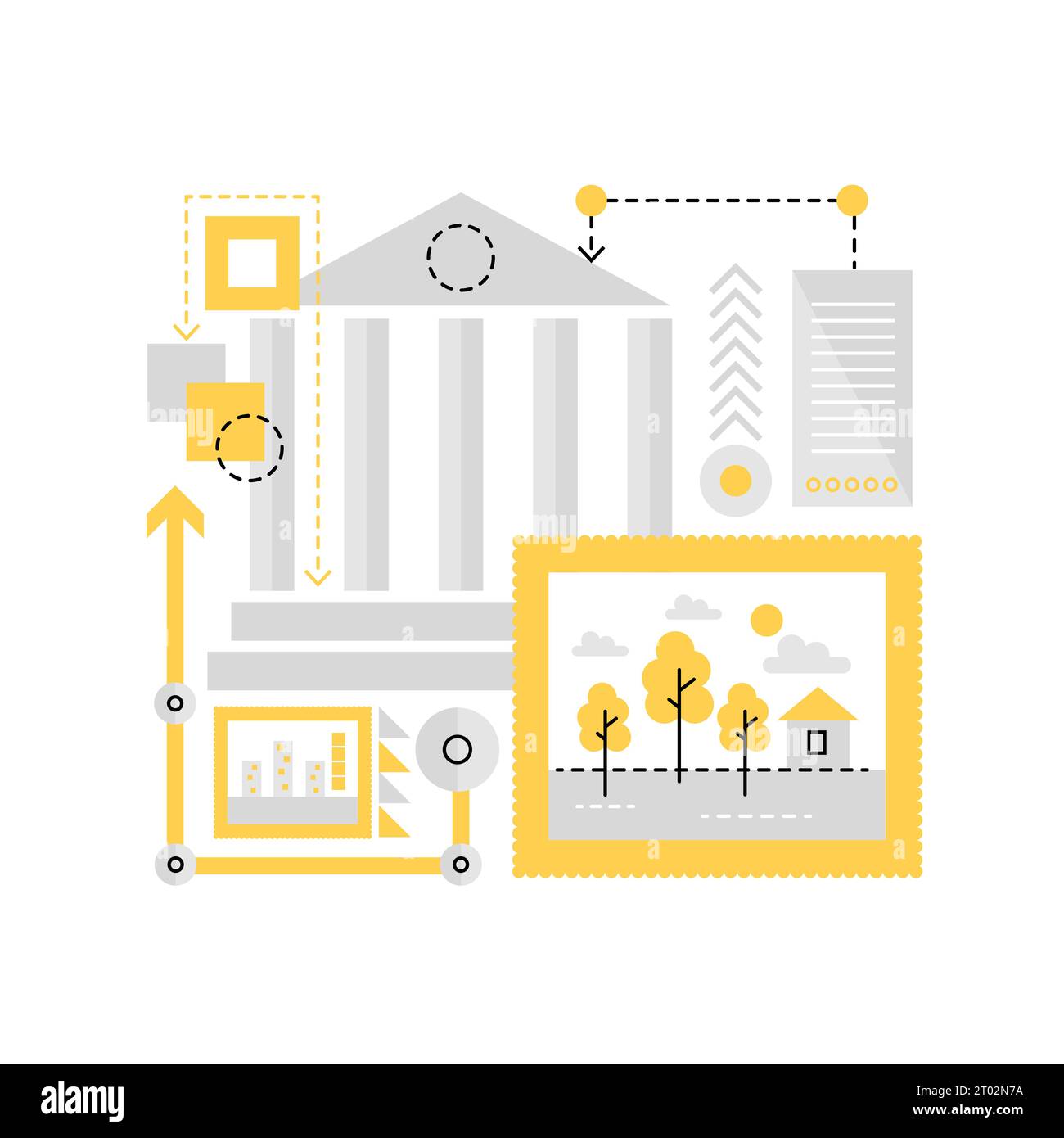 Museum building in smart city. Augmented reality expo, futuristic ...