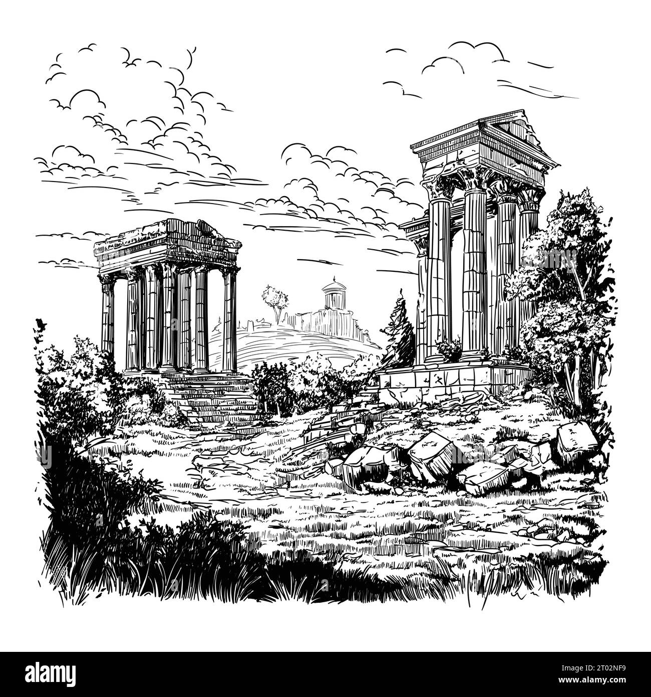 Ancient Greek landscape. Stock Vector