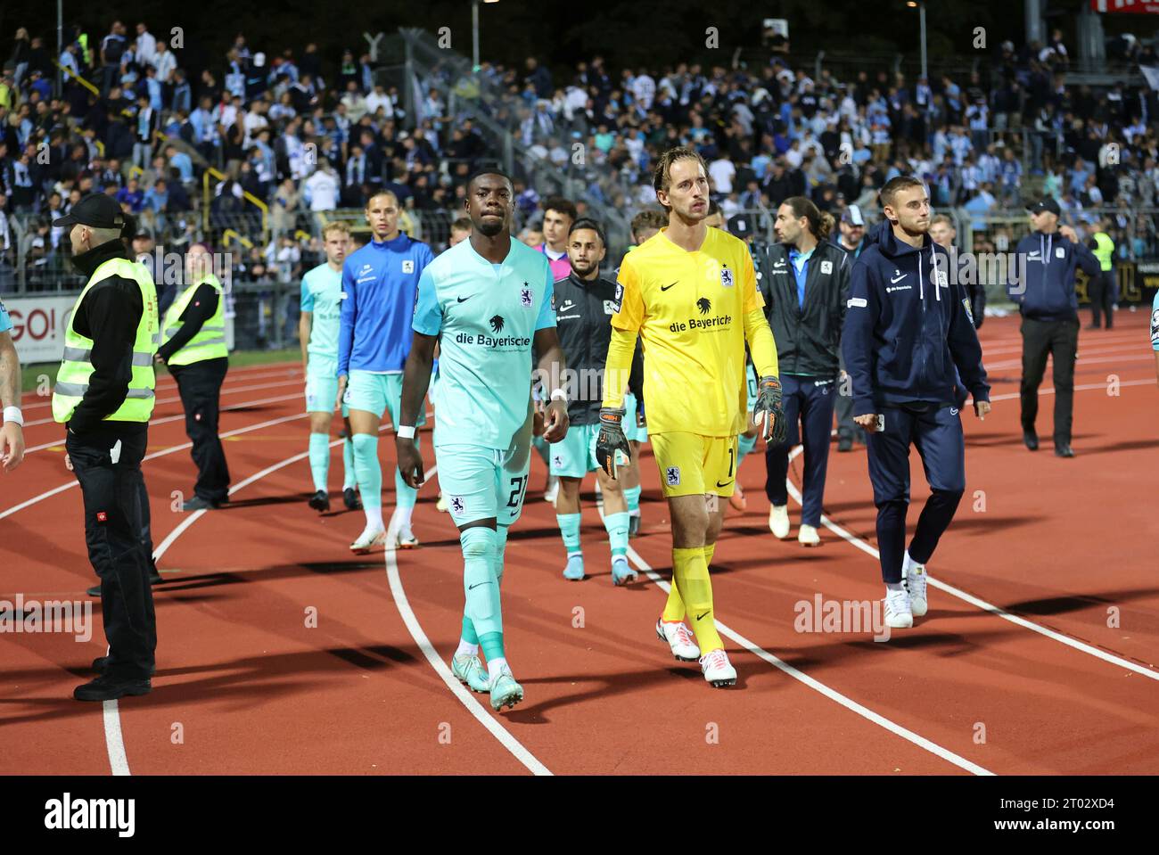 on the ground: Marco Hiller, goalwart (Munich 1860), Ayguen YLDIRIM (Verl)  after duels, action, Stock Photo, Picture And Rights Managed Image. Pic.  PAH-141549900