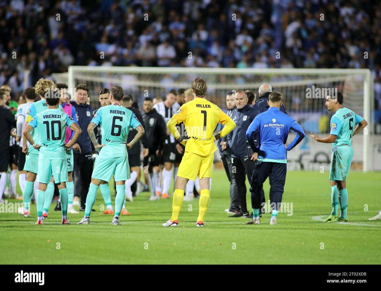 on the ground: Marco Hiller, goalwart (Munich 1860), Ayguen YLDIRIM (Verl)  after duels, action, Stock Photo, Picture And Rights Managed Image. Pic.  PAH-141549900