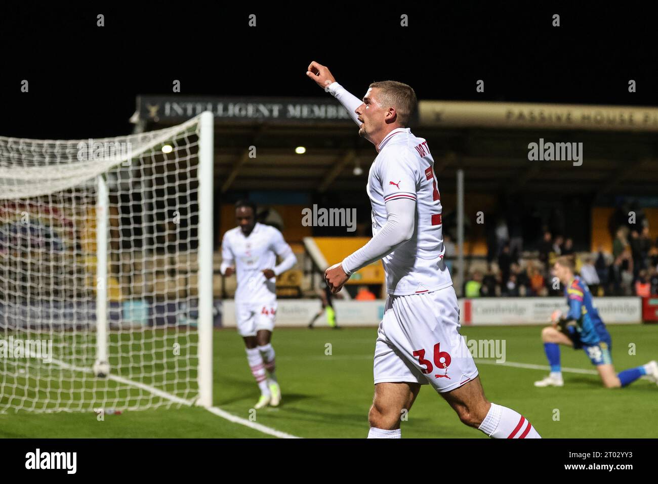 Max Watters #36 of Barnsley celebrates his goal to make it 0-3 during
