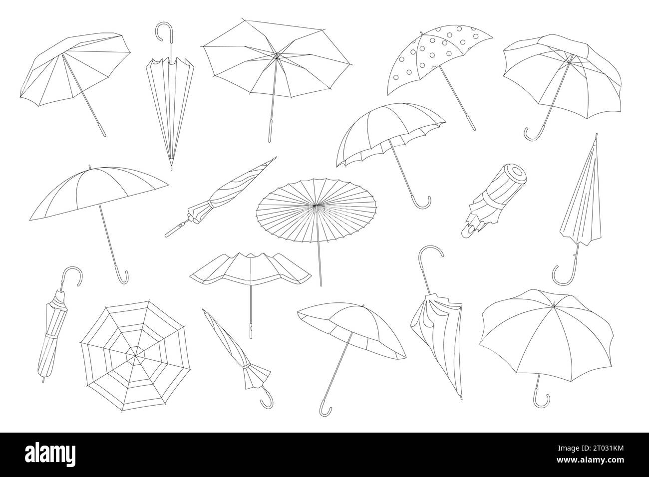 Line drawing open umbrella hi-res stock photography and images - Alamy