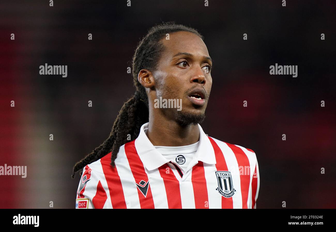 Stoke City's Daniel Johnson during the Sky Bet Championship match at the bet365 Stadium, Stoke-on-Trent. Picture date: Tuesday October 3, 2023. Stock Photo