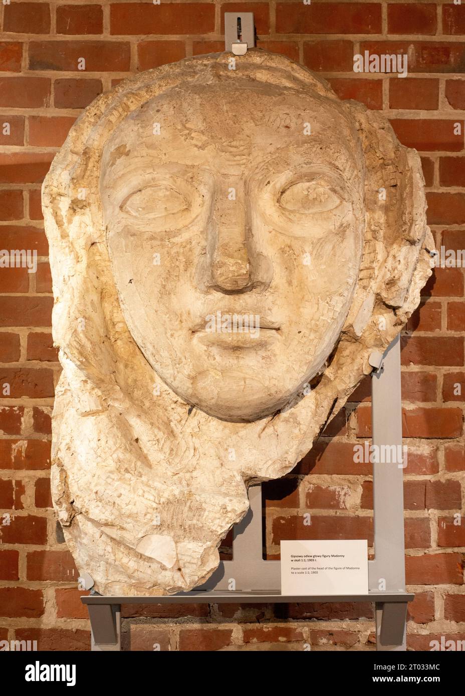 Malbork Castle Museum plaster cast of the head of the figure of Madonna from 1903, Malbork, Poland, Europe, EU Stock Photo