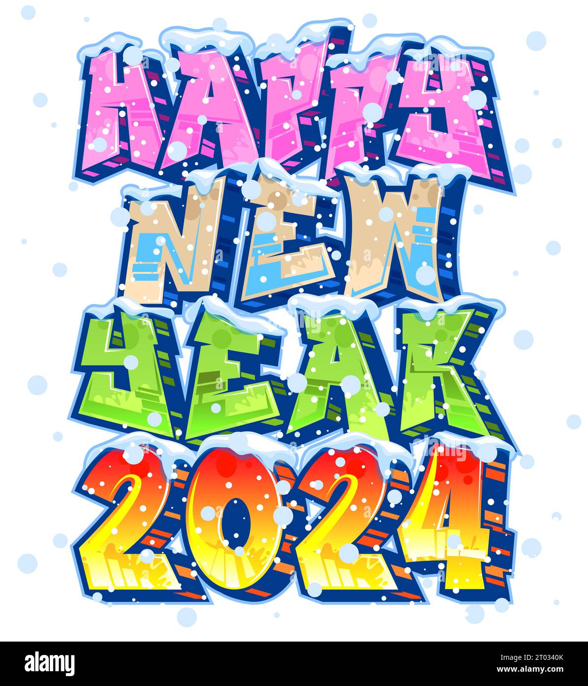 Happy New Year 2024 - Graffiti Stock Vector