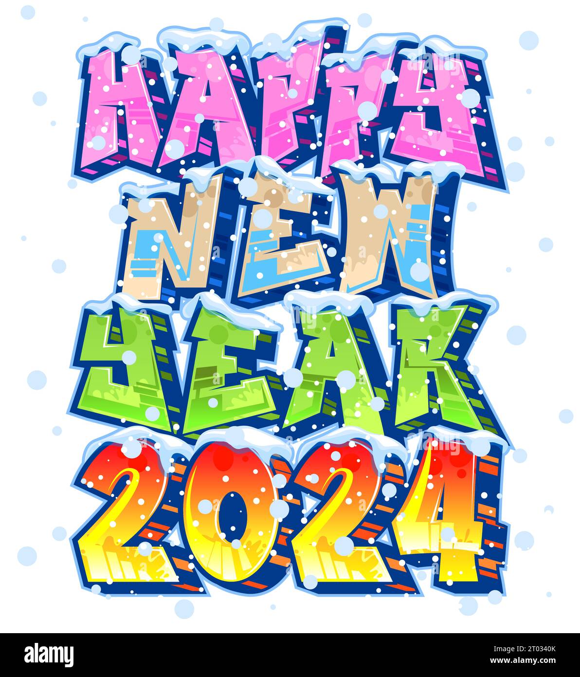 Happy New Year 2024 Graffiti Stock Vector Image & Art Alamy