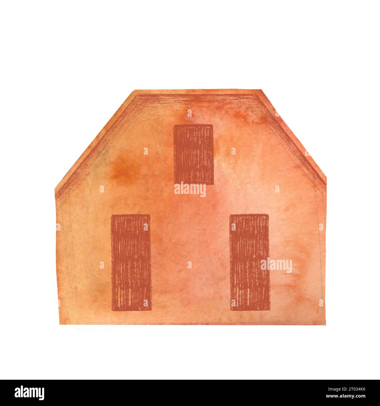 scandinavian minimalist watercolor hand painted houses isolated