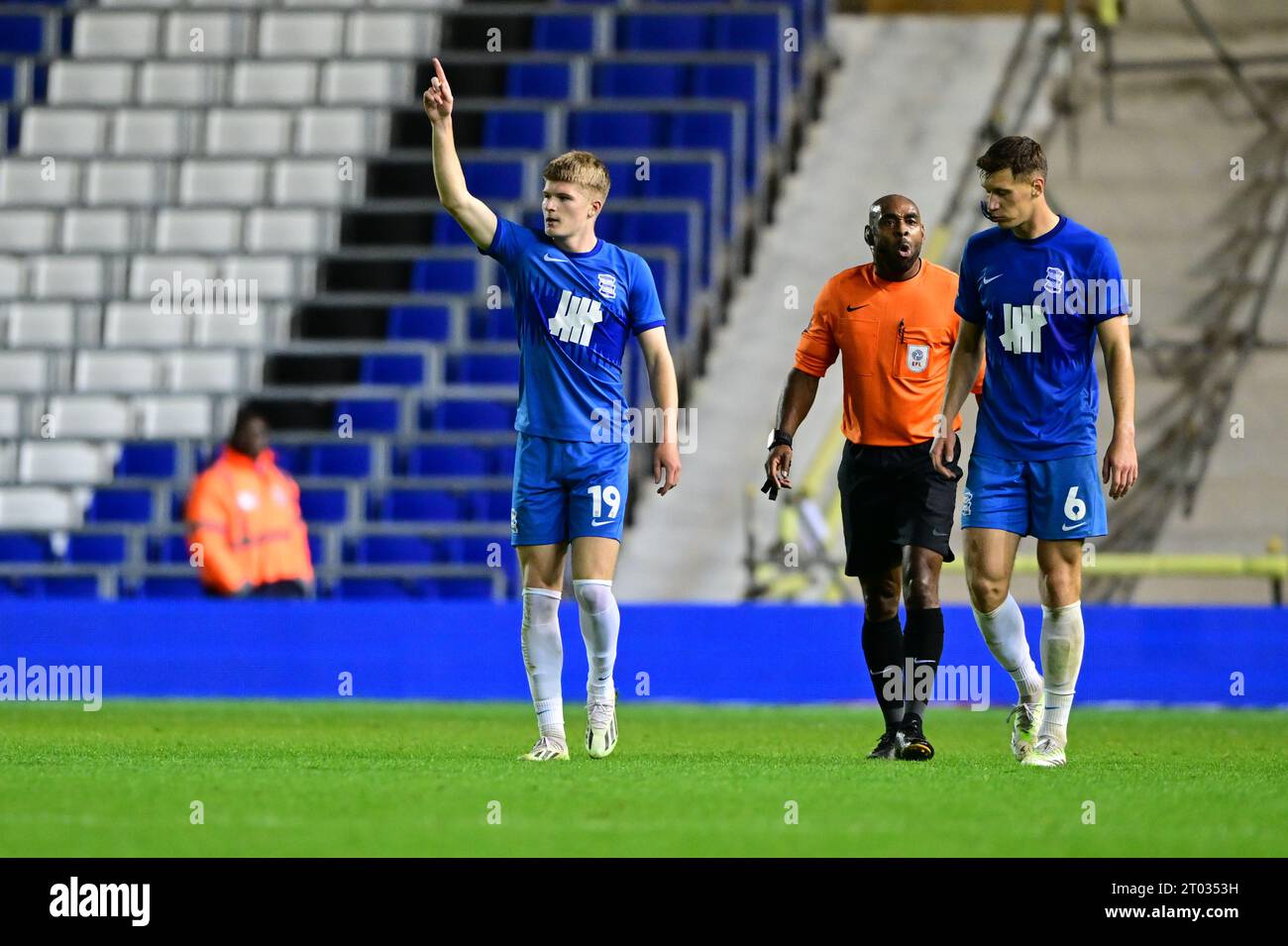 Jordan James 19 of Birmingham City celebrates scoring his sides fourth goal during the Sky Bet Championship match Birmingham City vs Huddersfield Town at St Andrews Birmingham United Kingdom 3rd Octob...
