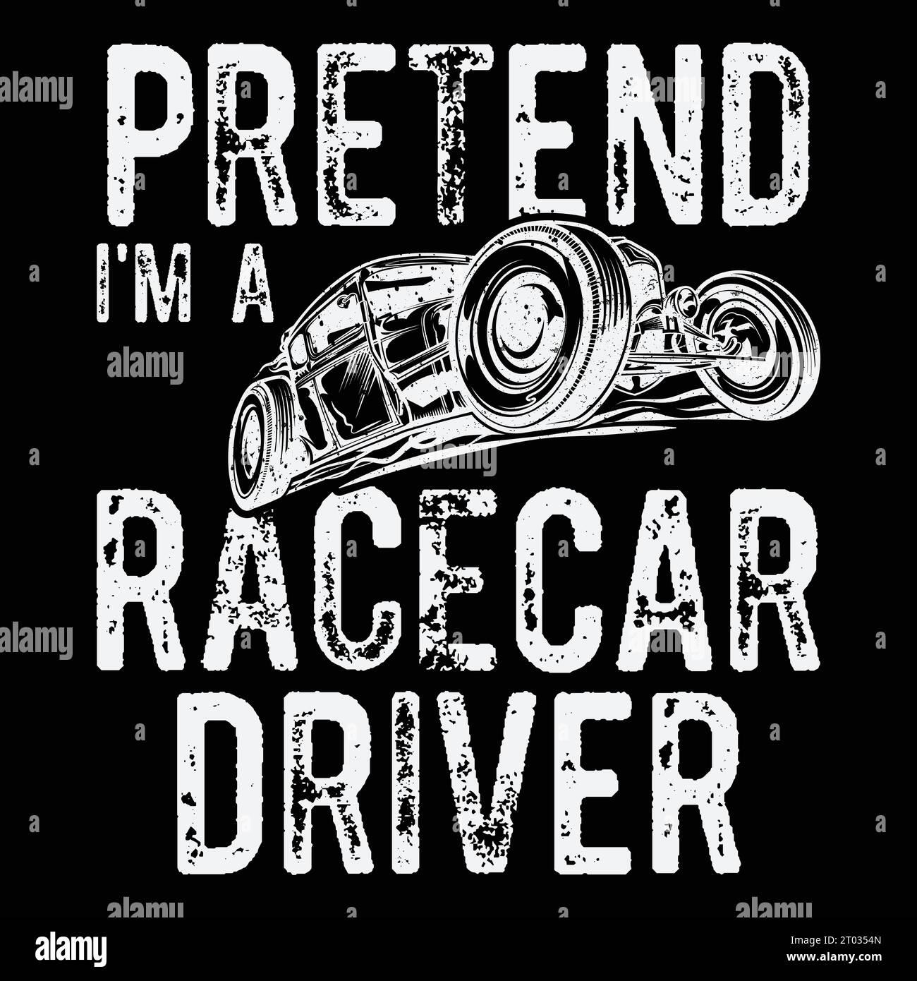 Pretend Race Car Driver T-shirt Costume Gift Party Funny Halloween Stock Vector