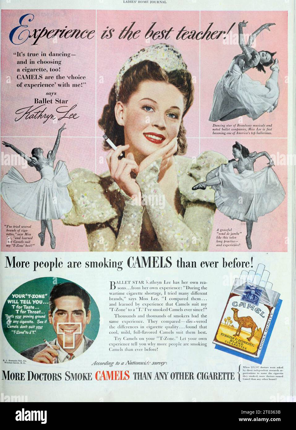 Ballet dancer Kathryn Lee advertises Camel cigarettes 'More doctors smoke Camels than any other cigarette' Stock Photo