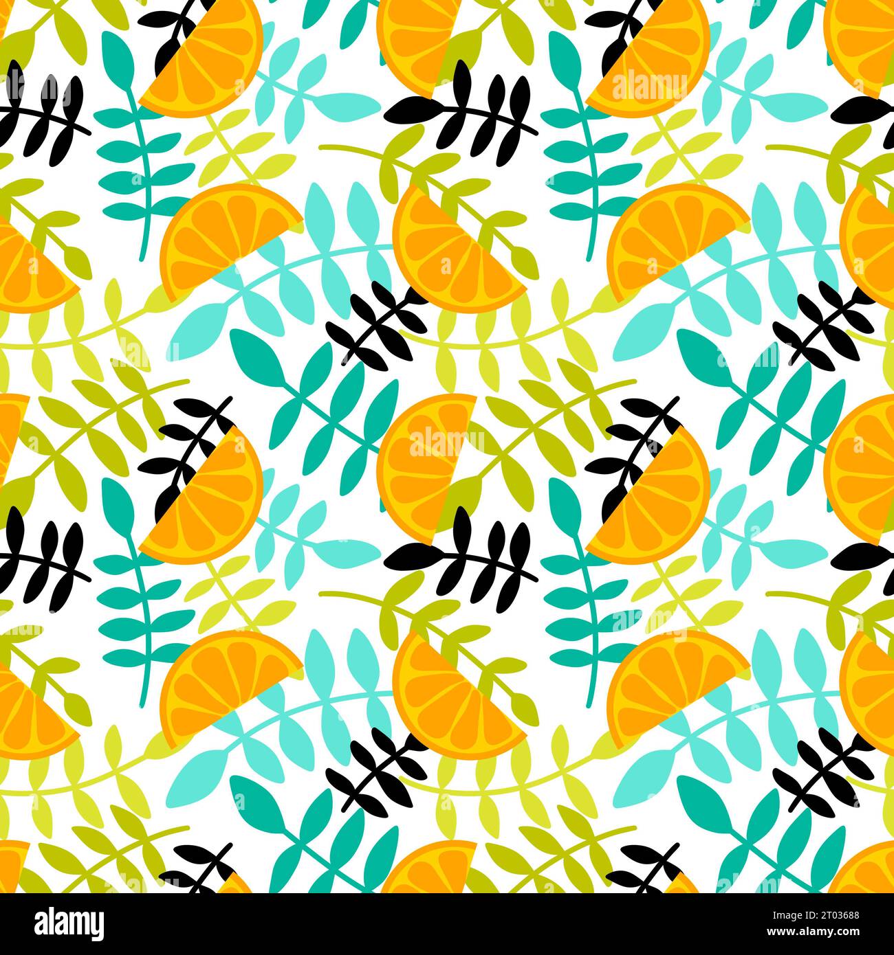 Summer fruit seamless leaves and lemon pattern for wrapping paper and ...