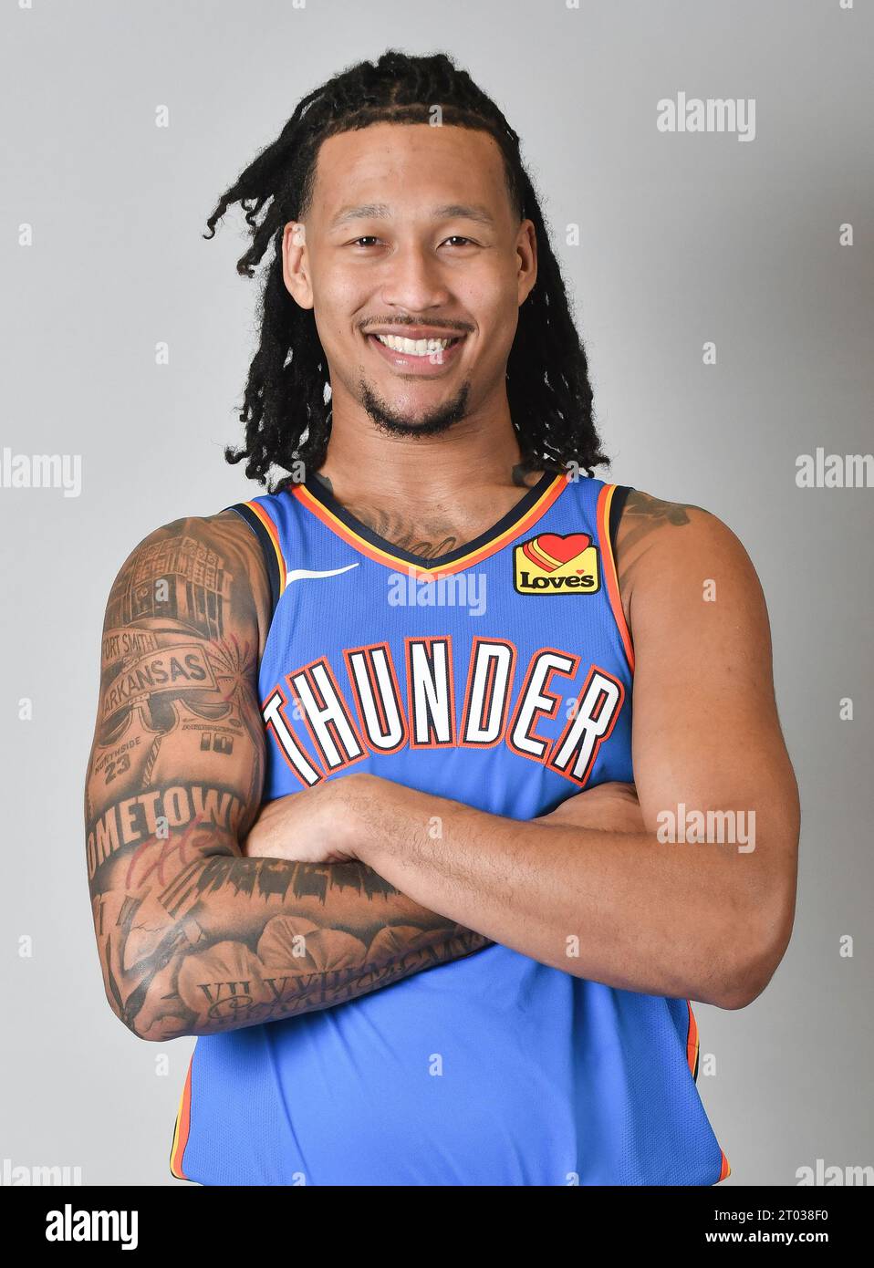 Oklahoma City Thunder Forward Jaylin Williams Poses For A Photo During ...