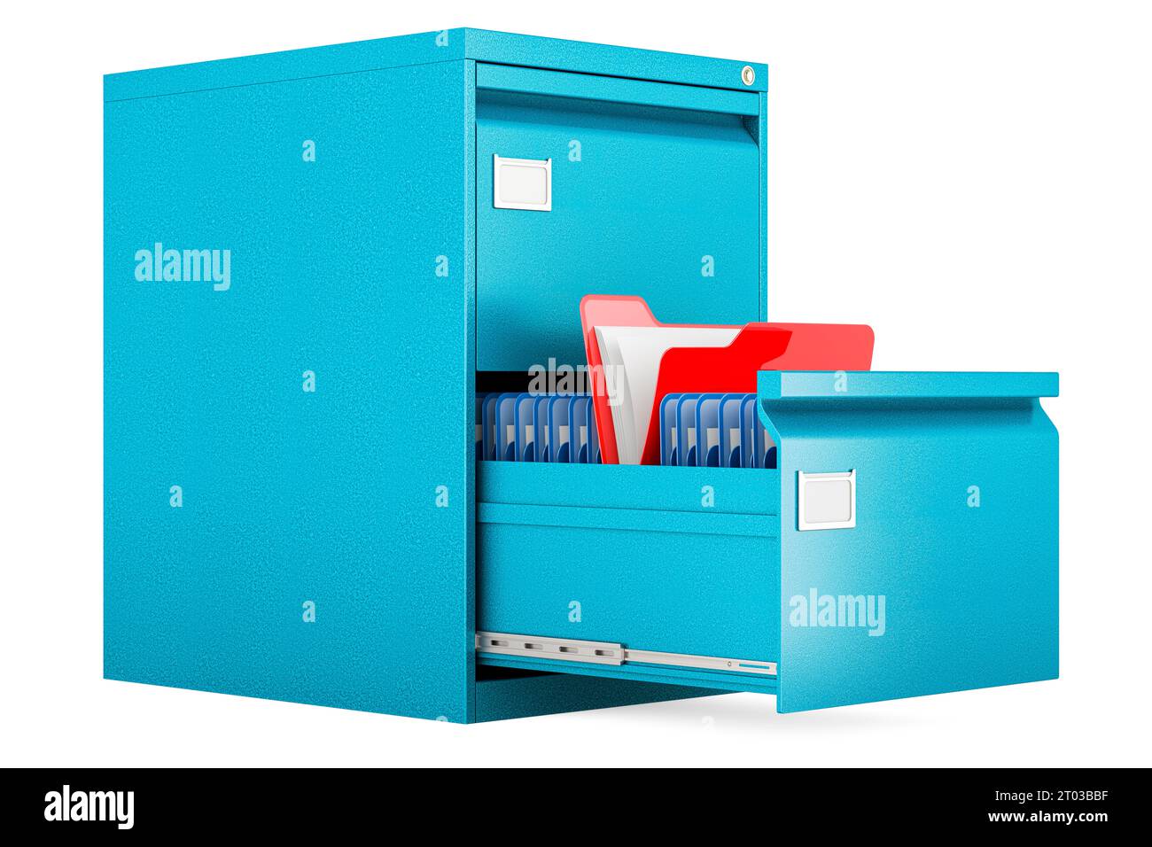 Filing cabinet with folders, 3D rendering isolated on white background ...