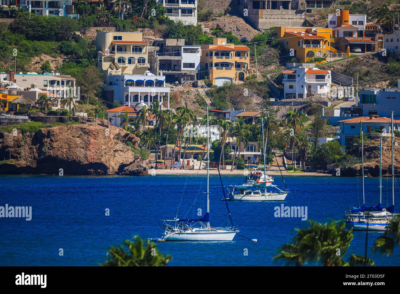 Tourist yachts and fishing boats in the marina of San Carlos Sonora