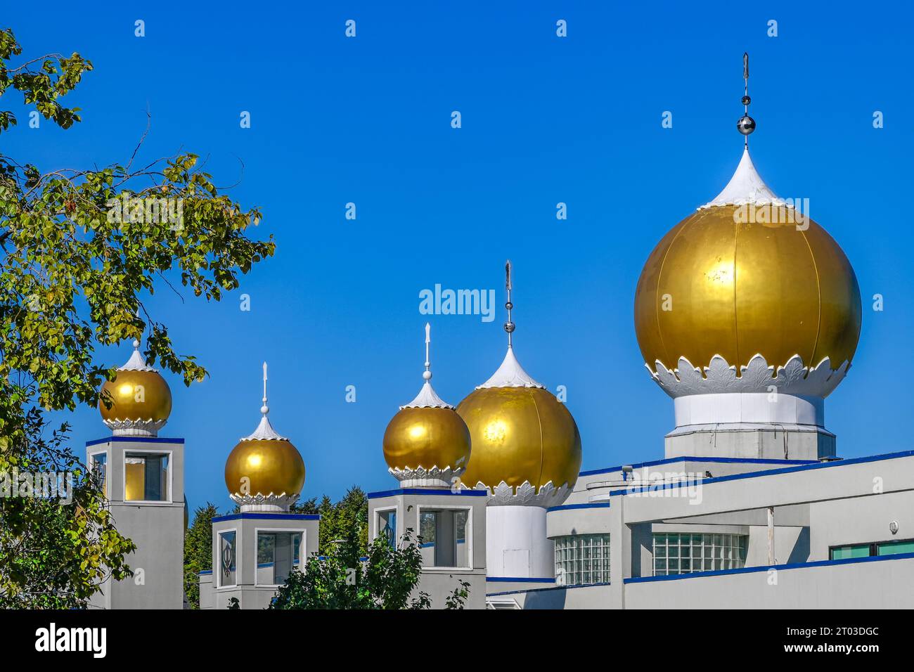 Golden domes, Akali Singh Sikh Temple, Vancouver, British Columbia, Canada Stock Photo