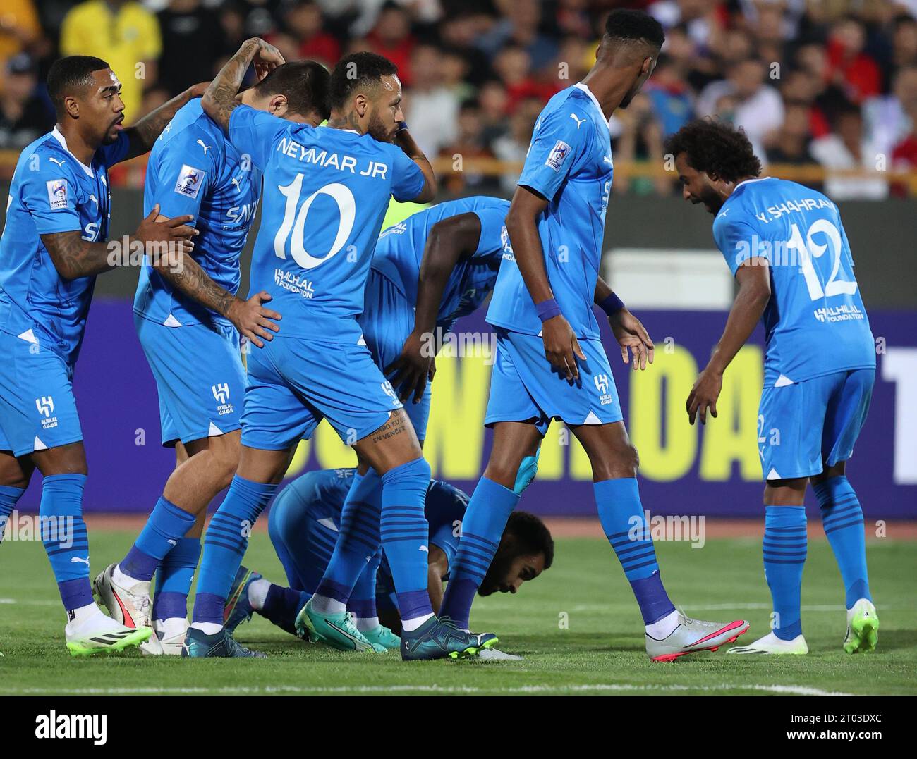 Tehran, Iran. 03rd Oct, 2023. IRAN, Tehran - 02 OCTOBER 2023 : Aleksandar Mitrovic of Al Hilal celebrate after scoring goal during the Asia AFC Champions League round 2 group D match between Nassaji Mazandaran and Al Hilal at Azadi Stadium . Tehran. Iran. Mmrhosseini for SFSI Limited Credit: Sebo47/Alamy Live News Stock Photo