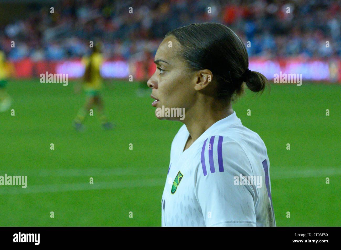 Toronto, ON, Canada - September 26, 2023: Rebecca Spencer #13 Goalkeeper of the Jamaica national football team during the 2023 Concacaf W Olympic Play Stock Photo