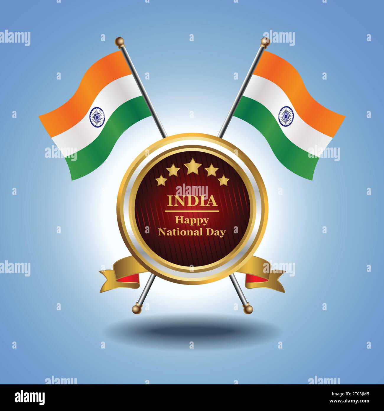 Small National flag of  India on Circle With garadasi blue background Stock Vector