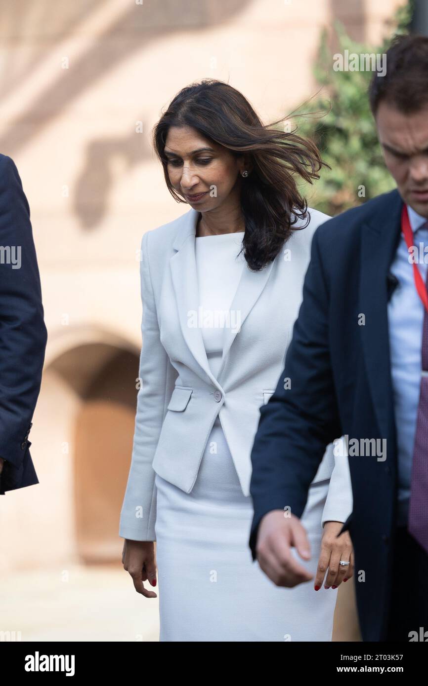 Manchester, UK. 3rd October 2023Suella Braverman MP during the Conservative Party Conference at Manchester Central Convention Complex, Manchester on Tuesday 3rd October 2023. (Photo: Pat Scaasi | MI News) Credit: MI News & Sport /Alamy Live News Stock Photo