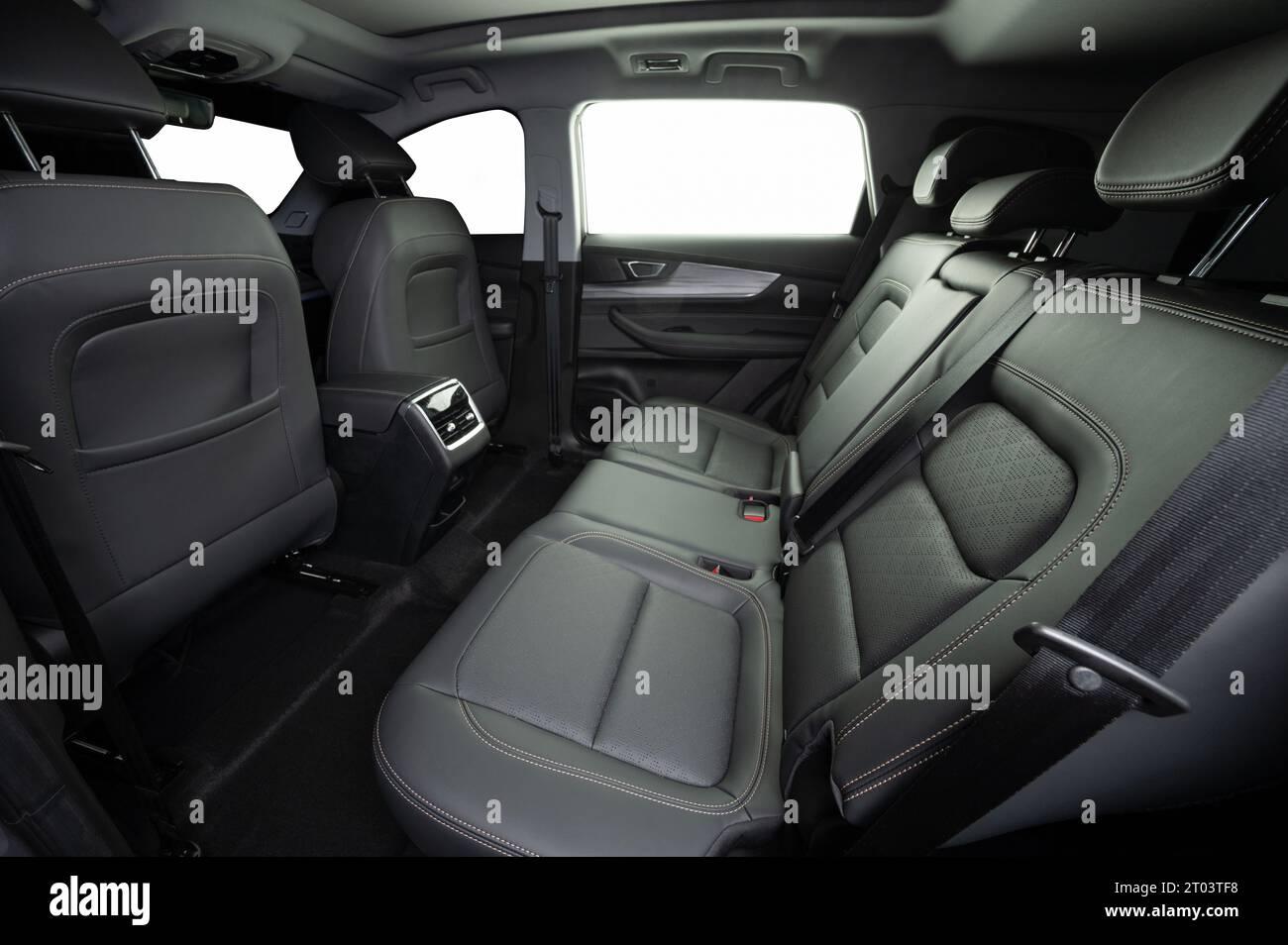 Leather car salon with rear seats and isolated windows Stock Photo Alamy