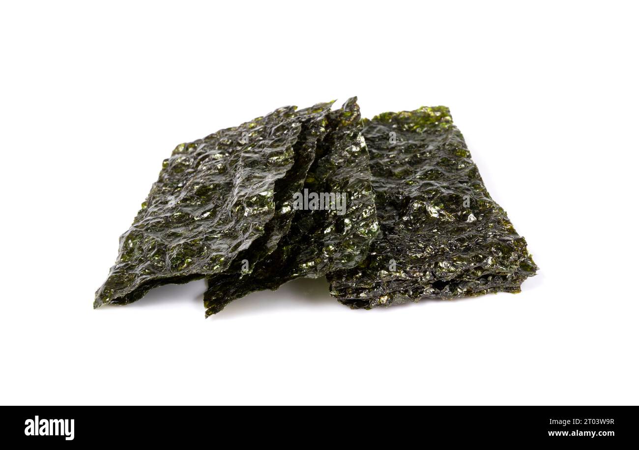 Dried Japanese seaweed isolated on white background Stock Photo Alamy