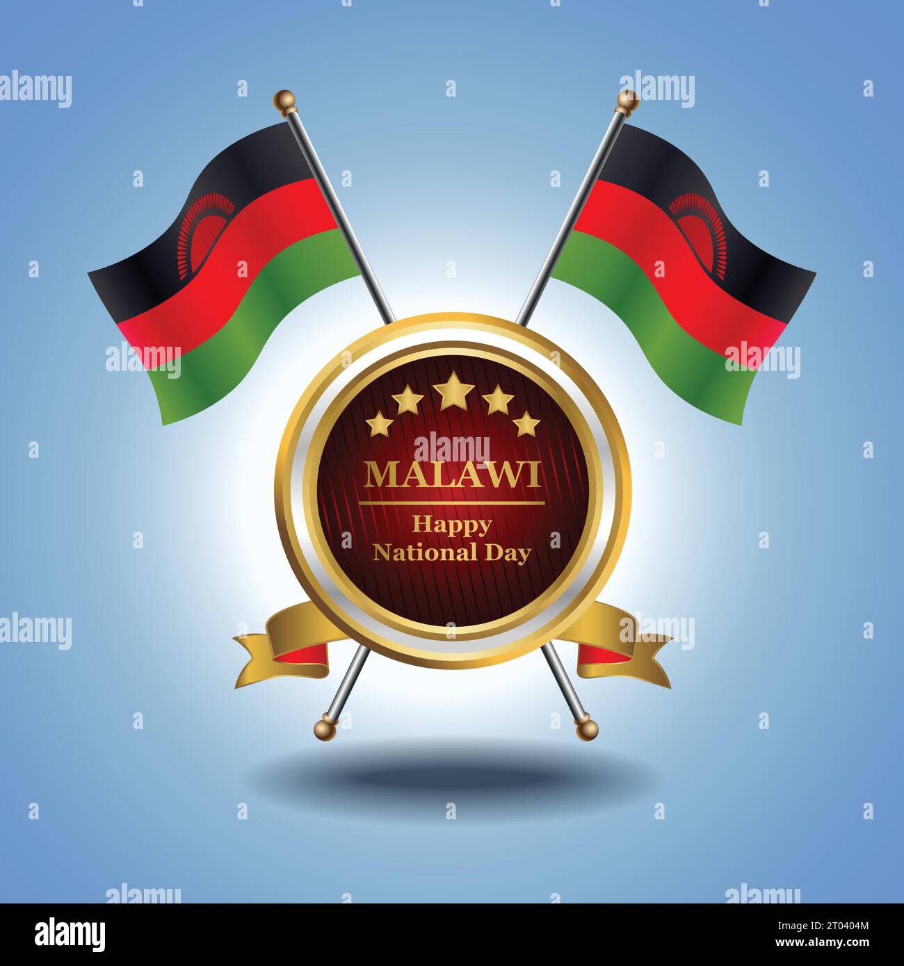 Small National flag of  Malawi on Circle With garadasi blue background Stock Vector