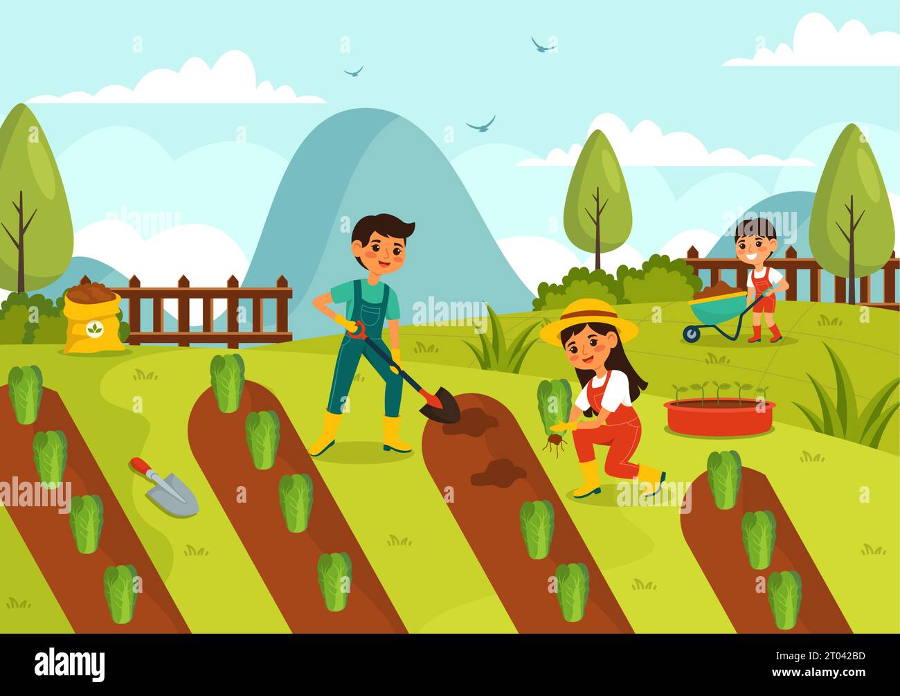 Growing Vegetables Vector Illustration with Harvest, Farming Various