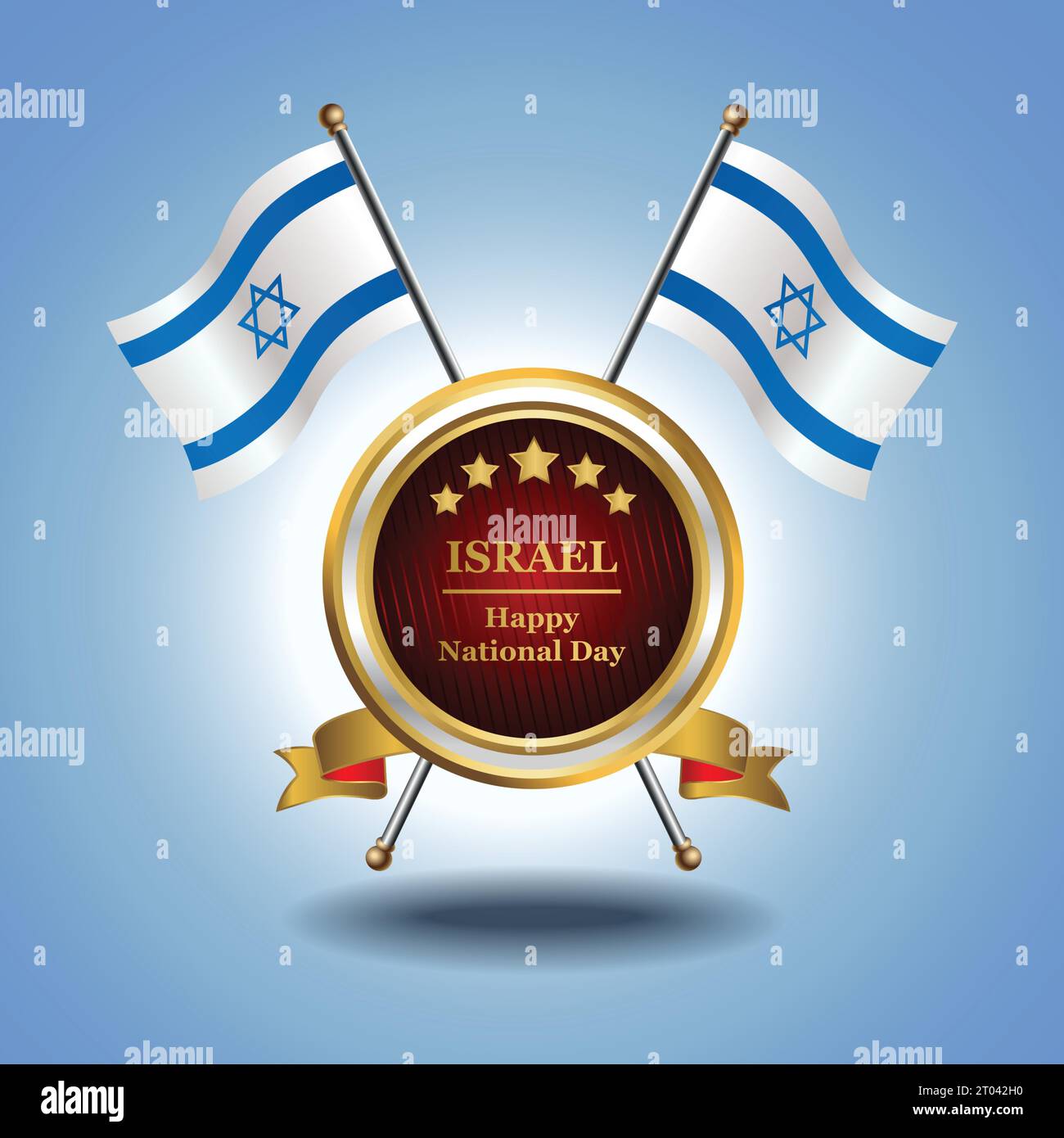 Small National flag of  Israel on Circle With garadasi blue background Stock Vector