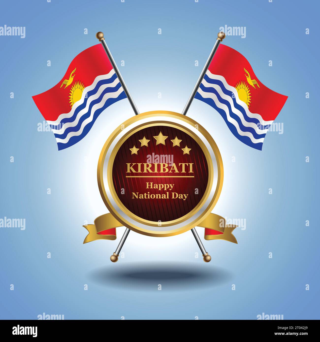 Small National flag of  Kiribati on Circle With garadasi blue background Stock Vector