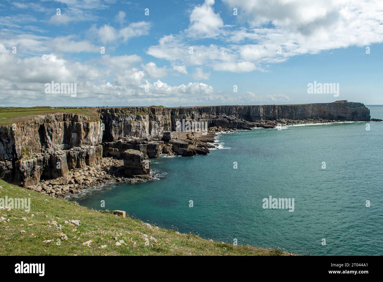 Clifftop View from Huntsman's Leap, Bosherston, Pembrokeshire, Wales Stock Photo