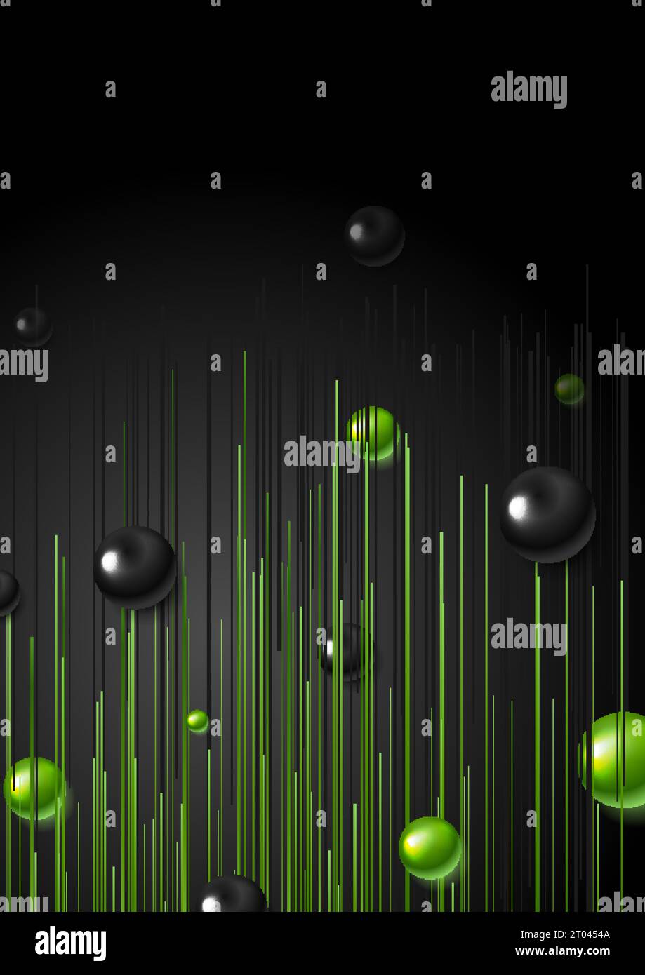 Green black abstract tech corporate background with glossy spheres and ...